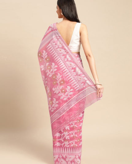 DESH BIDESH Woven Design Ethnic Motifs Pure Cotton Jamdani Saree