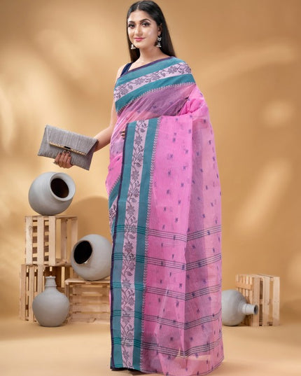 DESH BIDESH Ethnic Motifs Woven Design Pure Cotton Taant Saree