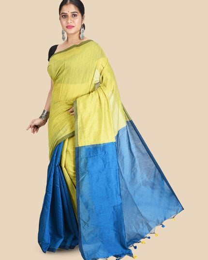 DESH BIDESH Colourblocked Silk Cotton Saree