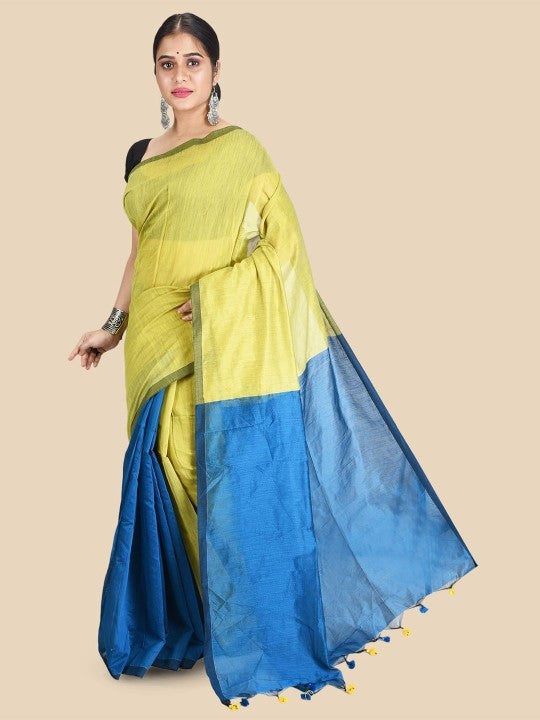 DESH BIDESH Colourblocked Silk Cotton Saree