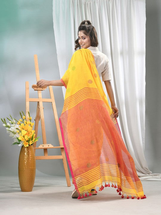 DESH BIDESHWomen Woven Design Pure Cotton Taant Saree