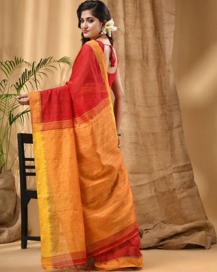 DESH BIDESH Ethnic Motifs Sequinned Taant Saree