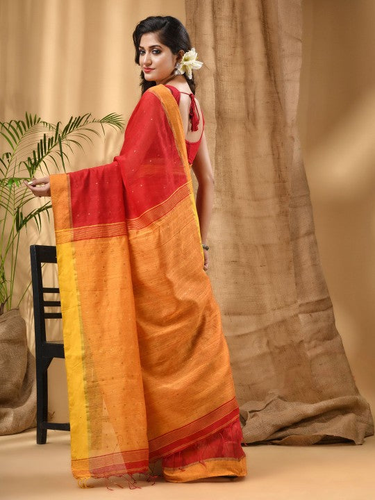 DESH BIDESH Ethnic Motifs Sequinned Taant Saree