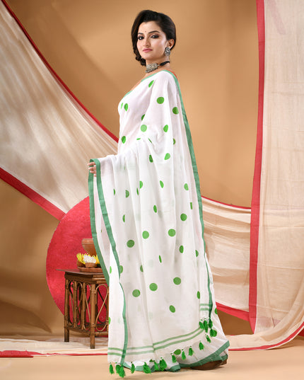 Women cotton silk tant handloom saree mysore party wear sarees latest design wedding handloom  sarees for women latest (Green)