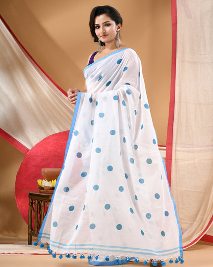 Women cotton silk tant handloom saree mysore party wear sarees latest design wedding handloom  sarees for women latest (Sky Blue)