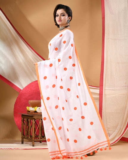 Women cotton silk tant handloom saree mysore party wear sarees latest design wedding handloom  sarees for women latest (Orange)