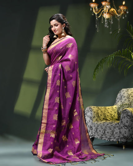 Cotton Silk Party Wear Saree Trendy Design Gulnaz Georgette Chiffon Cotton Saree (Purple)