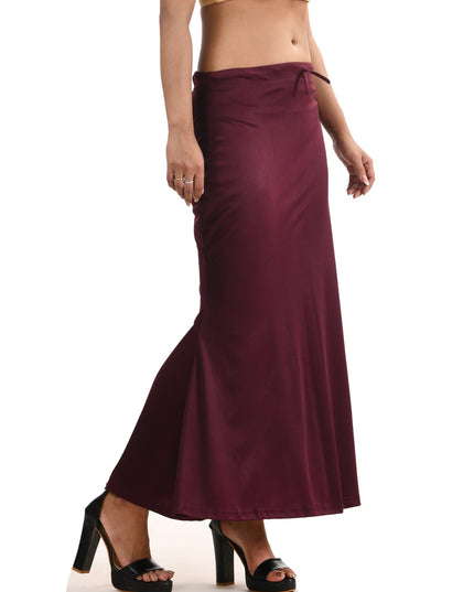 Fish Cut Stretchable Saree Shapewear Petticoat for Women (Dark Maroon)