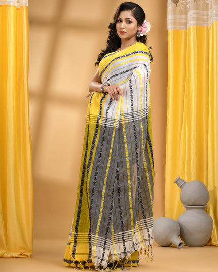 Women`s Traditional Bengali Bengamuri Pure Handloom Cotton Saree With Blouse Piece