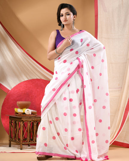 Women cotton silk tant handloom saree mysore party wear sarees latest design wedding handloom  sarees for women latest (Pink)