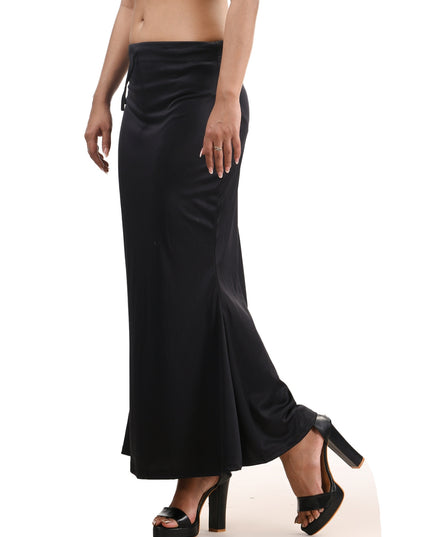 Fish Cut Stretchable Saree Shapewear Petticoat for Women (Black)