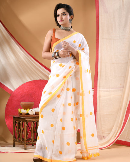 Women cotton silk tant handloom saree mysore party wear sarees latest design wedding handloom  sarees for women latest (Yellow)