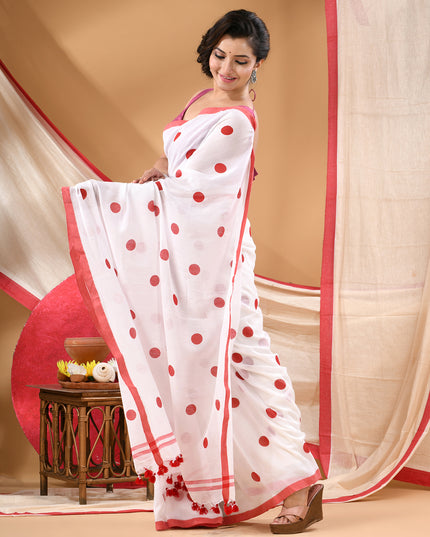 Women cotton silk tant handloom saree mysore party wear sarees latest design wedding handloom  sarees for women latest (Red)