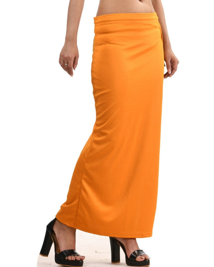 Stretchable Saree Shapewear Petticoat for Women, Lycra Saree Shapewear, Skirts for Women, Skirts Shape Wear Dress for Saree Innerwear for Saree in Party, Saree Shaper (Orange)