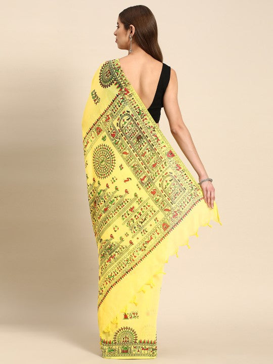DESH BIDESH Warli Pure Cotton Taant Saree