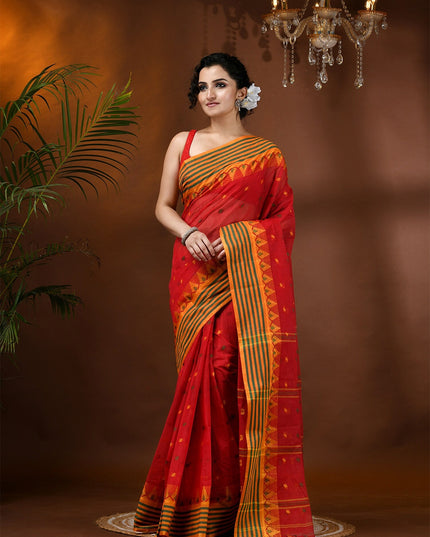 DESH BIDESH Woven Design Pure Cotton Taant Saree for Women - Traditional Indian Wear