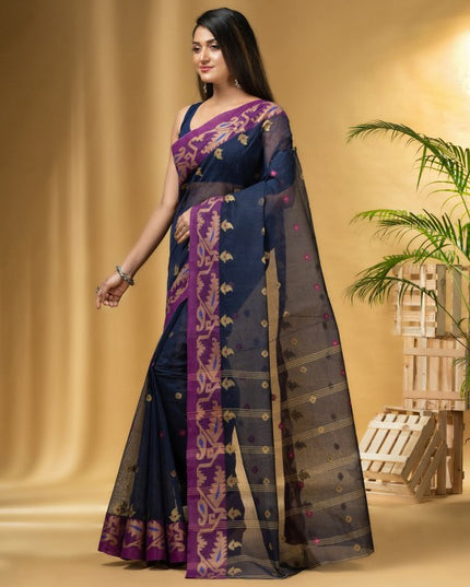 DESH BIDESH Ethnic Motifs Woven Design Pure Cotton Taant Saree