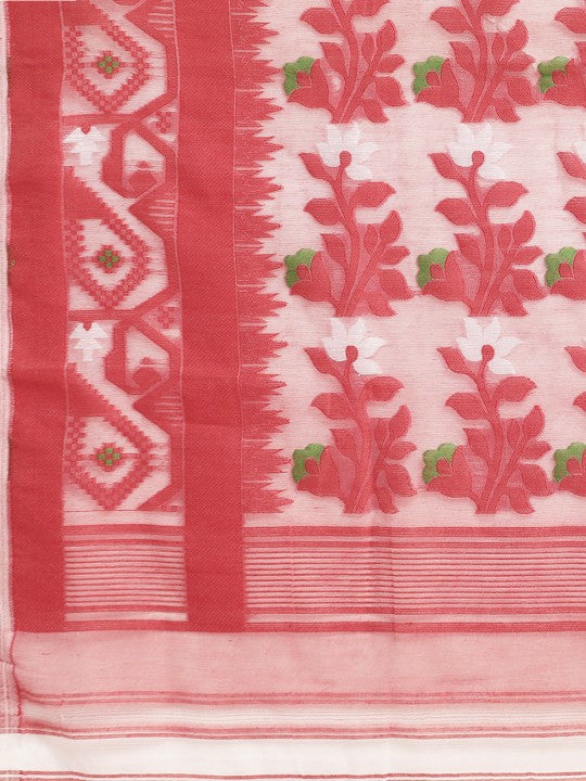 DESH BIDESH Ethnic Motifs Pure Cotton Jamdani Saree