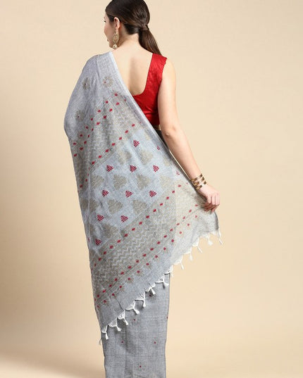 DESH BIDESH Woven Design Pure Cotton Khadi Saree