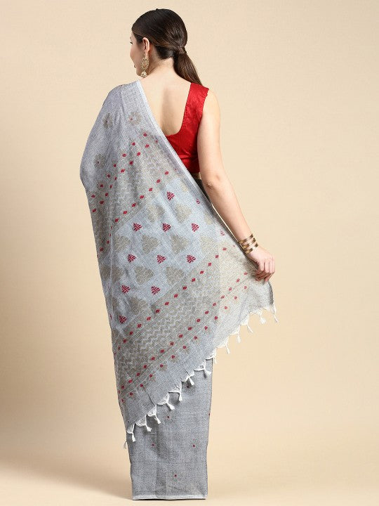 DESH BIDESH Woven Design Pure Cotton Khadi Saree