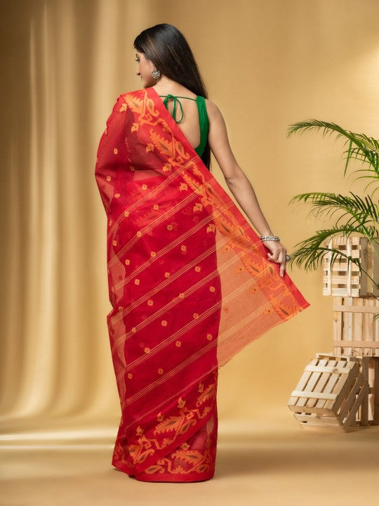 DESH BIDESH Ethnic Motifs Woven Design Pure Cotton Taant Saree
