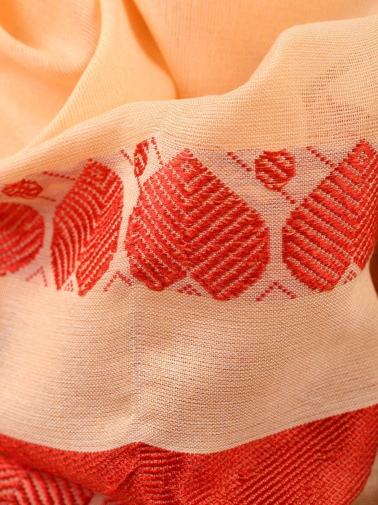 DESH BIDESH Cotton Woven Heart Design Taant Saree