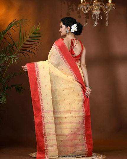 DESH BIDESH Ethnic Motifs Pure Cotton Taant Saree for Women