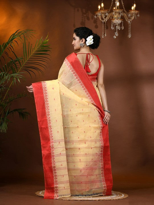 DESH BIDESH Ethnic Motifs Pure Cotton Taant Saree for Women