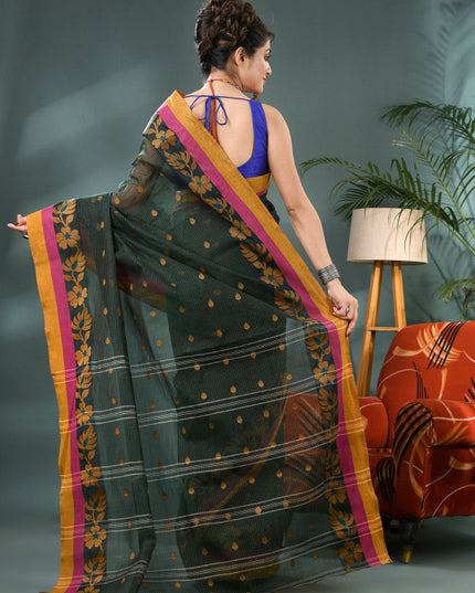 DESH BIDESH Woven Design Zari Pure Cotton Taant Saree