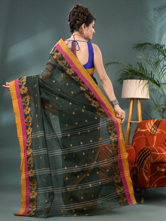 DESH BIDESH Woven Design Zari Pure Cotton Taant Saree
