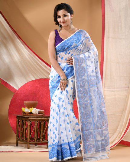 Women's Cotton silk handloom cotton jamdani sarees for women golden party, wear saree latest, Antaraal design new, collection tant cotton linen dhakai muslin sarees for women