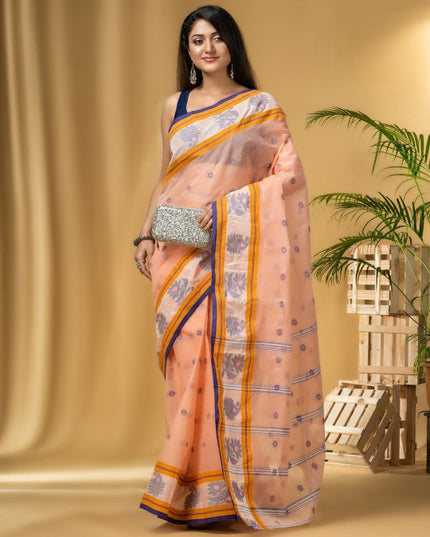 DESH BIDESH Ethnic Motifs Woven Design Pure Cotton Taant Saree