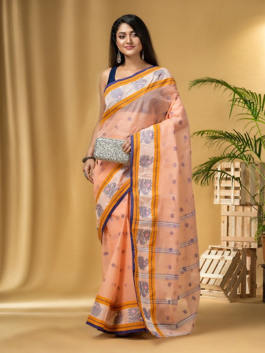 DESH BIDESH Ethnic Motifs Woven Design Pure Cotton Taant Saree