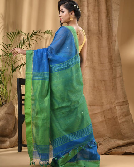 DESH BIDESH Embellished Sequinned Taant Saree