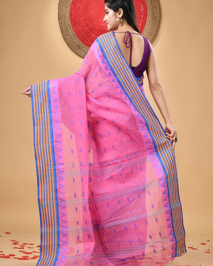DESH BIDESH Woven Design Pure Cotton Taant Saree for Women
