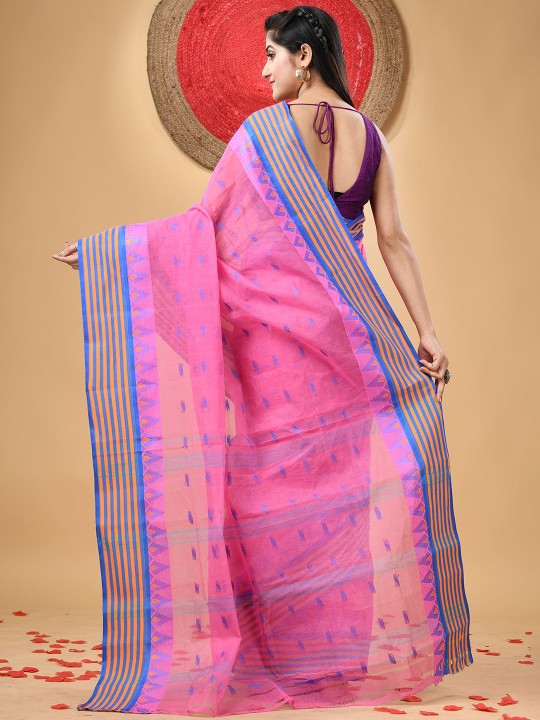 DESH BIDESH Woven Design Pure Cotton Taant Saree for Women
