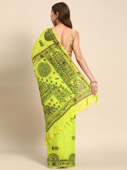 DESH BIDESH Warli Pure Cotton Taant Saree