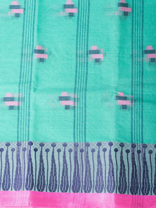 DESH BIDESH Ethnic Motifs Woven Design Pure Cotton Taant Saree