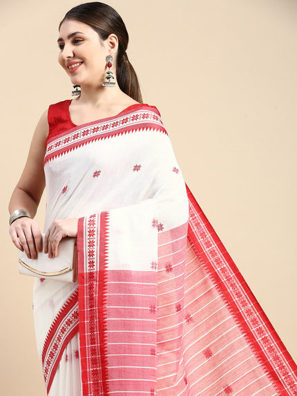 DESH BIDESH Woven Design Ethnic Motifs Pure Cotton Taant Saree