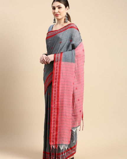 DESH BIDESH Woven Design Ethnic Motifs Pure Cotton Taant Saree