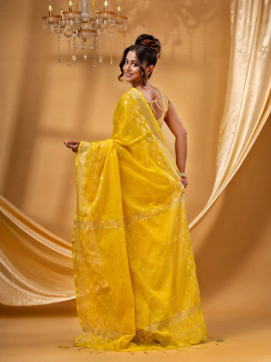 DESH BIDESH Woven Design Zari Silk Cotton Taant Saree