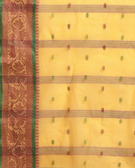 DESH BIDESH Yellow Ethnic Motifs Pure Cotton Taant Saree