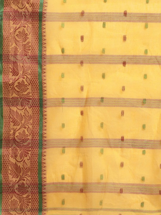DESH BIDESH Yellow Ethnic Motifs Pure Cotton Taant Saree