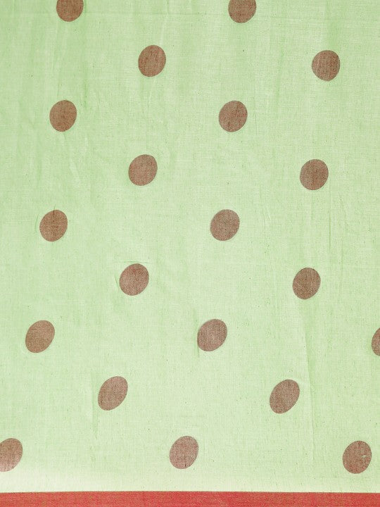 DESH BIDESH Polka Dots Pure Cotton Taant Saree