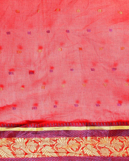 DESH BIDESH Red Ethnic Motifs Pure Cotton Taant Saree