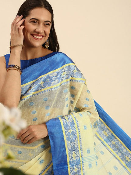 DESH BIDESH Woven Design Pure Cotton Taant Saree