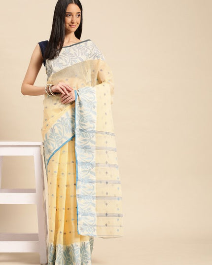 DESH BIDESH Ethnic Motifs Pure Cotton Taant Saree