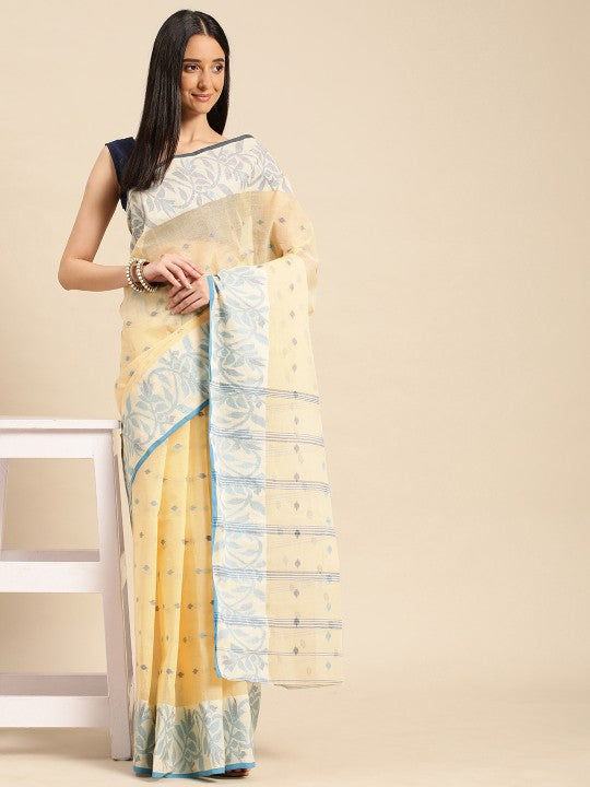 DESH BIDESH Ethnic Motifs Pure Cotton Taant Saree