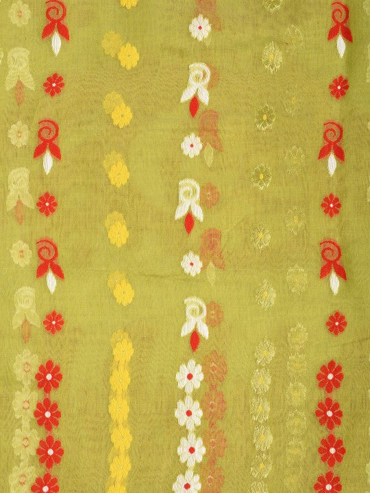 DESH BIDESH Women's Ethnic Motifs Embroidered Pure Cotton Saree