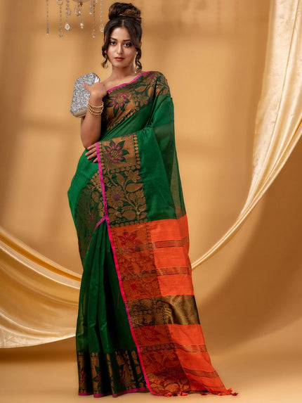 DESH BIDESH Zari Silk Cotton Taant Saree